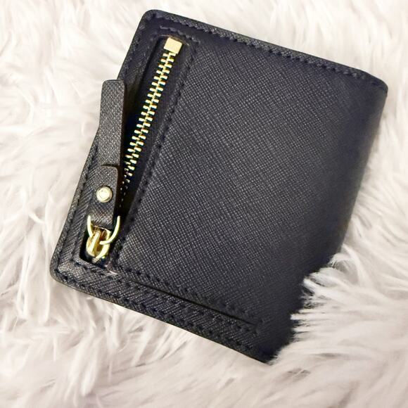 KATE SPADE | Cedar Street Small Stacy Navy Blue Saffiano Leather Bi-fold Wallet - Picture 3 of 10